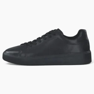 All Black Leather Casual Trainer Style Shoe - Marco Tozzi