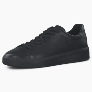 All Black Leather Casual Trainer Style Shoe - Marco Tozzi