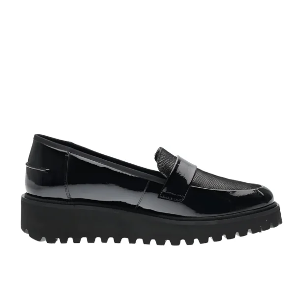 Ara Kent Black Patent Wedge Loafer – Wide Fit & Dressy