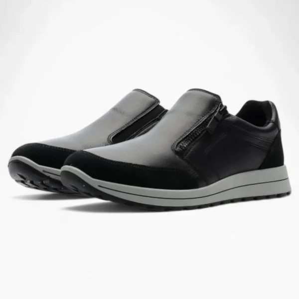 Ara Men's Black Leather Slip-On Shoes – Comfort & Practical Design