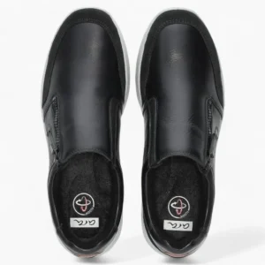 Ara Men's Black Leather Slip-On Shoes – Comfort & Practical Design