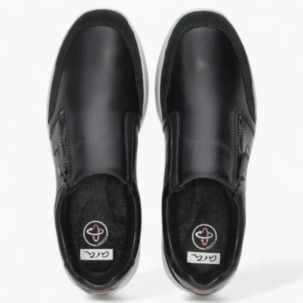 Ara Men's Black Leather Slip-On Shoes – Comfort & Practical Design