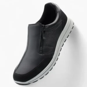 Ara Men's Black Leather Slip-On Shoes – Comfort & Practical Design
