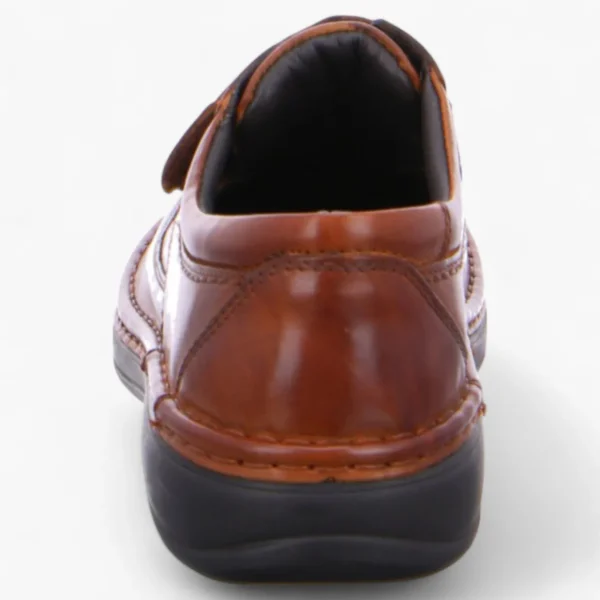 Ara Men's Extra Wide Cognac Leather Shoes – Velcro Fastening & Removable Footbed