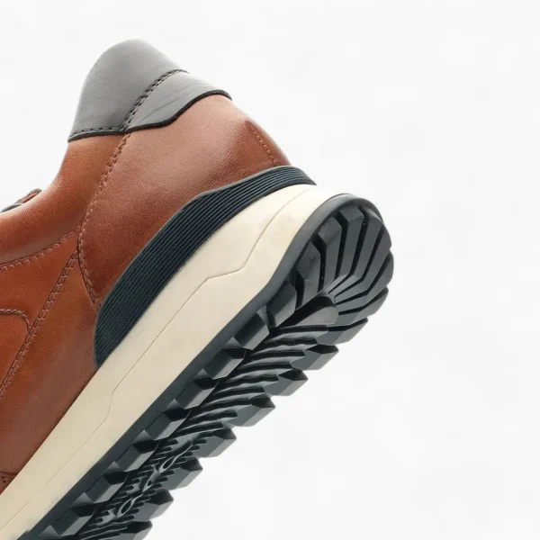 Ara Meo Cognac Men's Brown Leather Trainers – Wide Fit with Side Zip