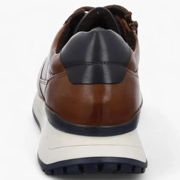 Ara Meo Cognac Men's Brown Leather Trainers – Wide Fit with Side Zip