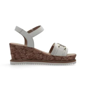 Ara White Wedge Sandals with Gold Details for Women