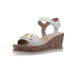 Ara White Wedge Sandals with Gold Details for Women