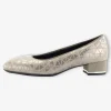 Ara Wide Fit Silver Court Shoes with Block Heel