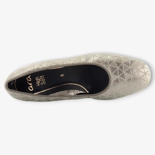 Ara Wide Fit Silver Court Shoes with Block Heel