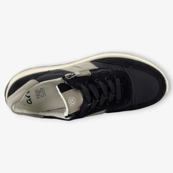 Ara Women's Black Suede Trainers with Side Zipper and HighSoft Technology