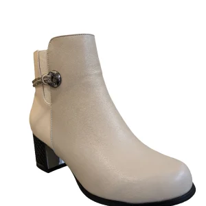 Beige Ankle Boots with Diamante Belt – Redz Block Heel Boots