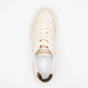 Beige Chunky Trainer with Gold and Leopard Print Detailing by Meline