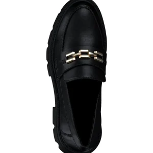 Black Loafer with Gold Chain Link by S. Oliver