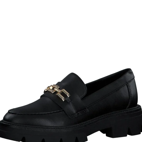 Black Loafer with Gold Chain Link by S. Oliver