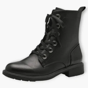 Black Women's Lace-Up Boots with Block Heel