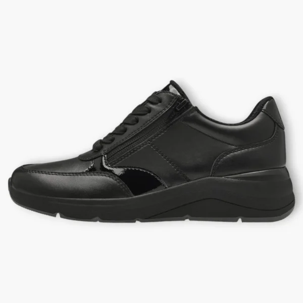 Black Women's Lace-Up Trainers with Zip – Comfortable Vegan Shoes