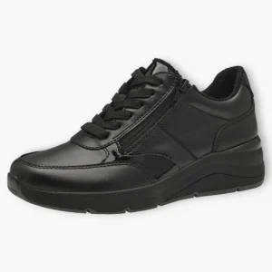 Black Women's Lace-Up Trainers with Zip – Comfortable Vegan Shoes