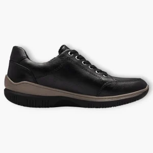 Black Women's Lace-Up Trainers with Bronze Detail – Vegan Comfort Shoes