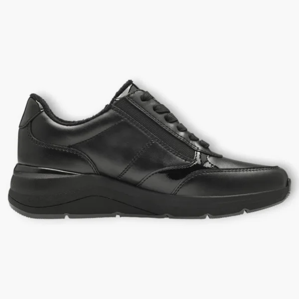 Black Women's Lace-Up Trainers with Zip – Comfortable Vegan Shoes