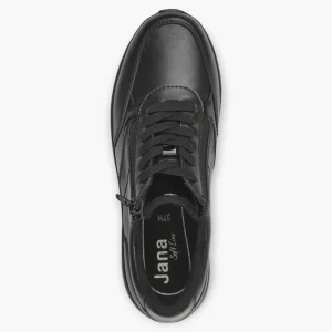 Black Women's Lace-Up Trainers with Zip – Comfortable Vegan Shoes