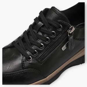 Black Women's Lace-Up Trainers with Bronze Detail – Vegan Comfort Shoes