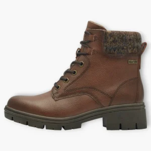 Brown Vegan Water-Resistant Ankle Boots with Laces & Zip