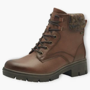 Brown Vegan Water-Resistant Ankle Boots with Laces & Zip