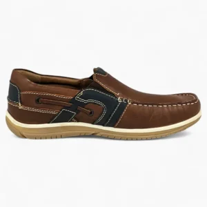 Brown Wide-Fit Slip-On Shoes with Navy Detail - Dubarry Shaun