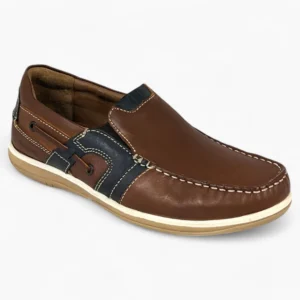 Brown Wide-Fit Slip-On Shoes with Navy Detail - Dubarry Shaun