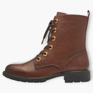 Brown Women's Lace-Up Boots with Block Heel