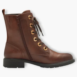Brown Women's Lace-Up Boots with Block Heel