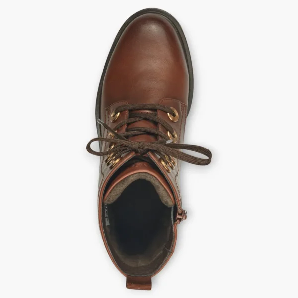 Brown Women's Lace-Up Boots with Block Heel