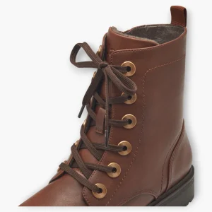 Brown Women's Lace-Up Boots with Block Heel