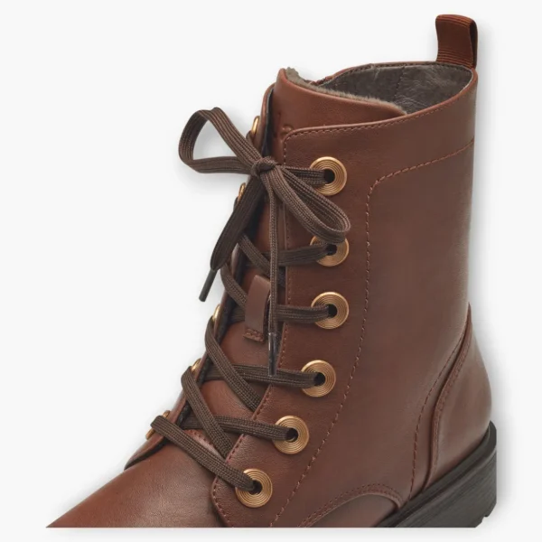 Brown Women's Lace-Up Boots with Block Heel