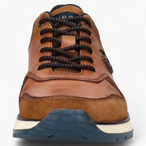 Bugatti Ivo Men's Cognac Leather Sneakers – Wide Fit, Memory Foam Insole