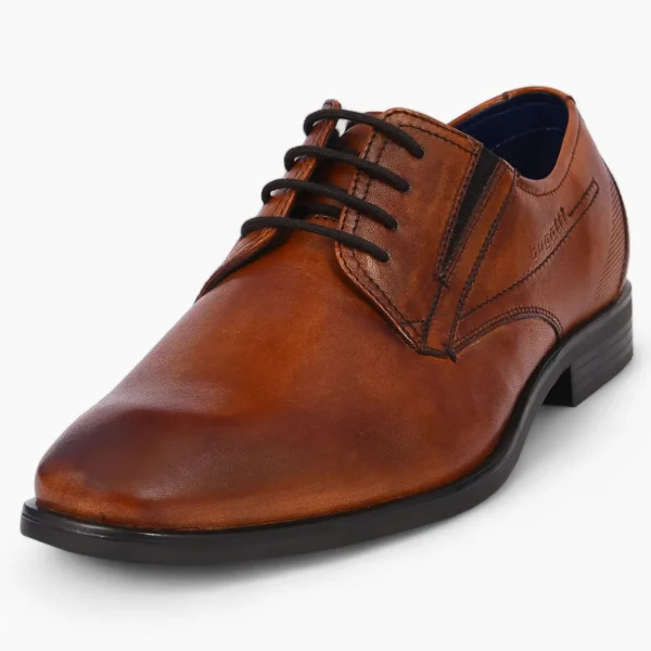 Bugatti Men's Cognac Leather Business Lace-Up Shoes – Hand-Finished