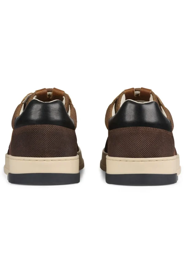 BullBoxer Cognac Leather Sneakers with Off-White Sole