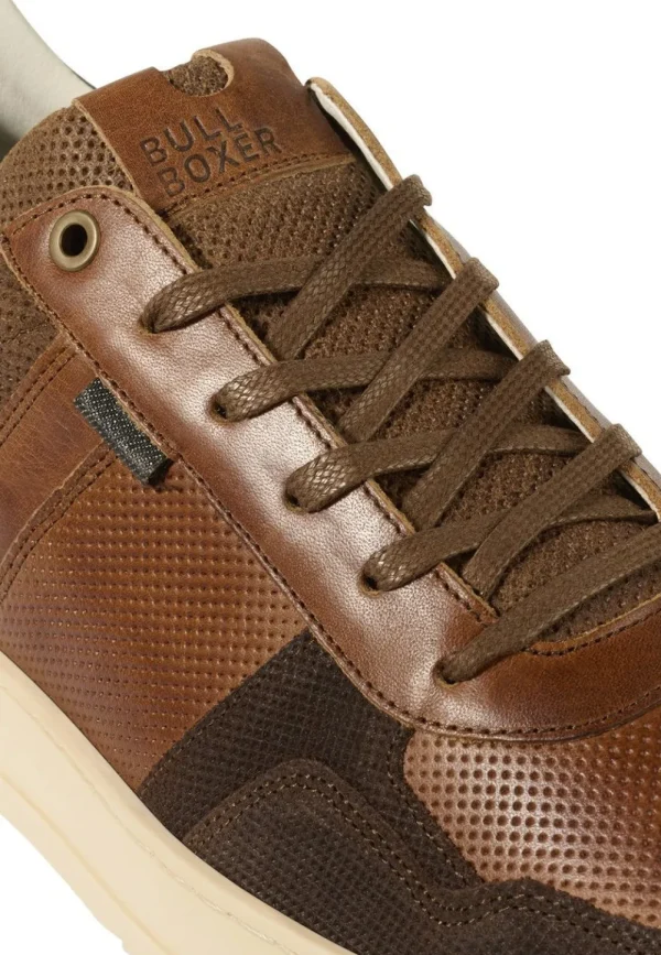 BullBoxer Cognac Leather Sneakers with Off-White Sole