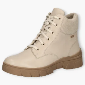 Caprice Beige Boots with Gum Sole, Laces & Side Zip - Wedge Sole, Wide Fit, Comfort Focused