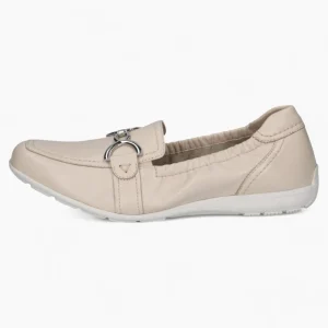 Caprice Beige Pump Ballerina – Stretch Fit with Silver Detail