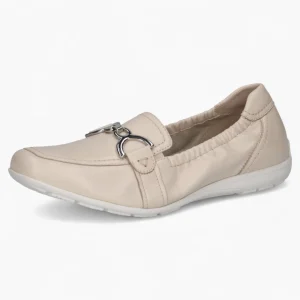 Caprice Beige Pump Ballerina – Stretch Fit with Silver Detail