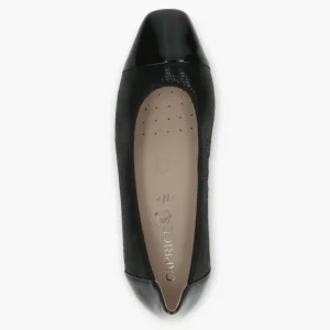 Caprice Black Patent Court Shoes - Block Heel, Wide Fit & Comfortable