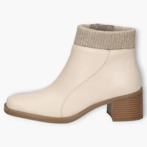 Caprice Cream Ankle Boots with Block Heel & Side Zip - Wide Fit, Stability & Comfort