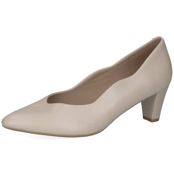 Caprice Elegant Cream Heel Shoes with Scalloped Edge