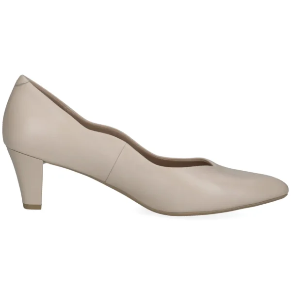 Caprice Elegant Cream Heel Shoes with Scalloped Edge