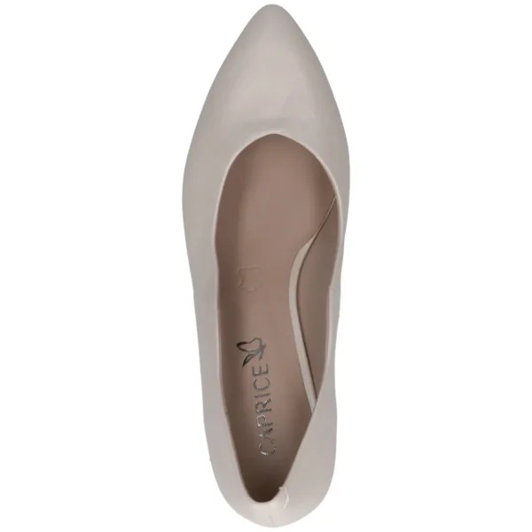 Caprice Elegant Cream Heel Shoes with Scalloped Edge