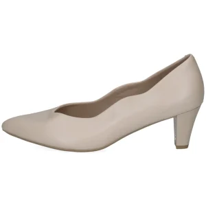 Caprice Elegant Cream Heel Shoes with Scalloped Edge