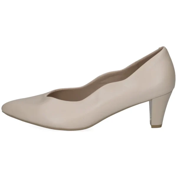 Caprice Elegant Cream Heel Shoes with Scalloped Edge