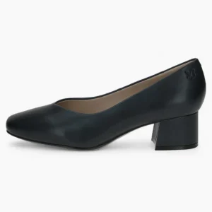 Caprice Navy Block Heel – Square Toe with Fish Cut Detail